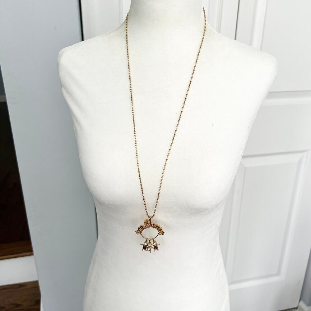 #1 Grandma Gold Tone Pendant Bracelet with Three Grandchildren